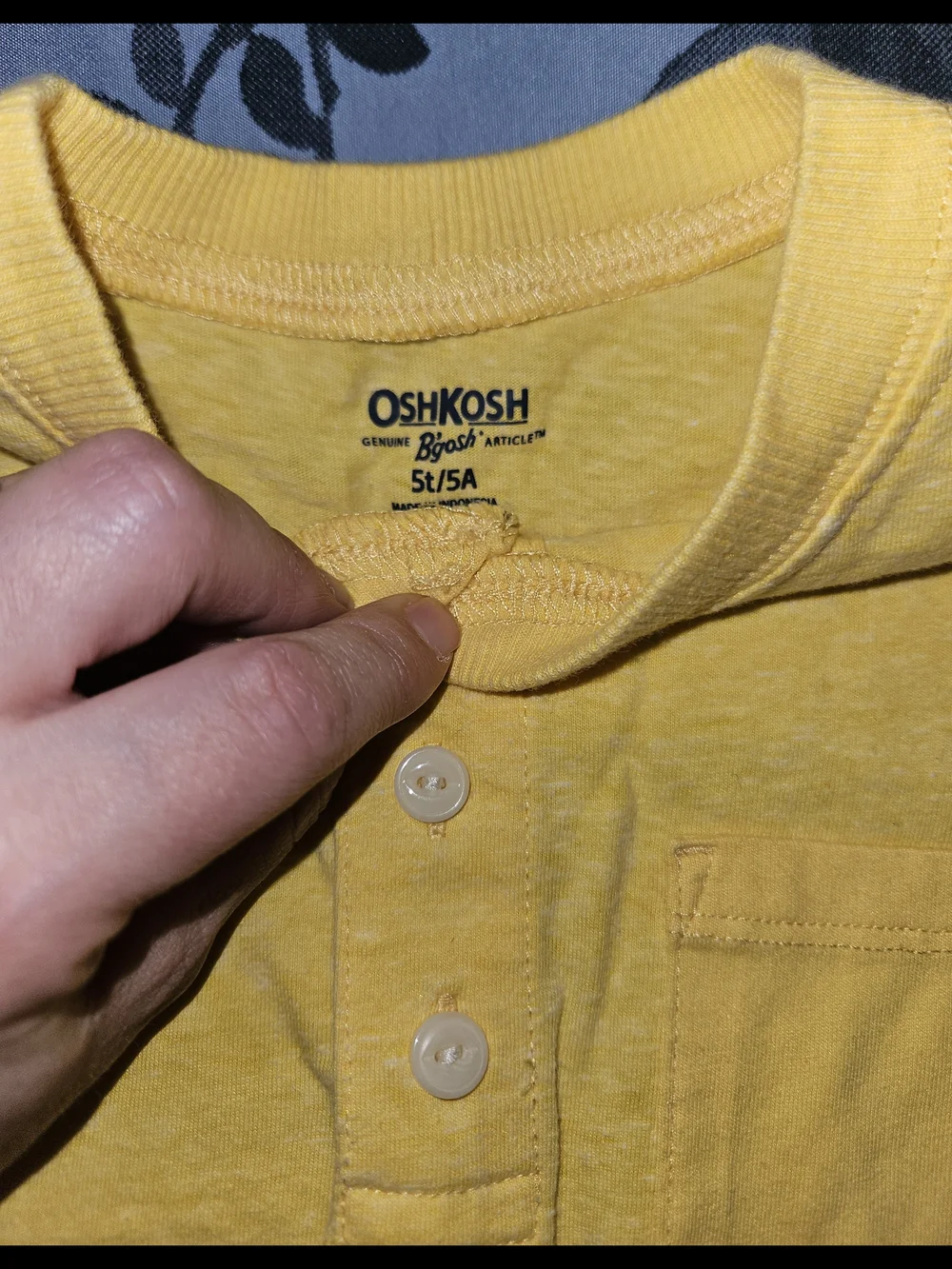 Yellow Kids' Short Sleeve Henley Pocket Tee 5T